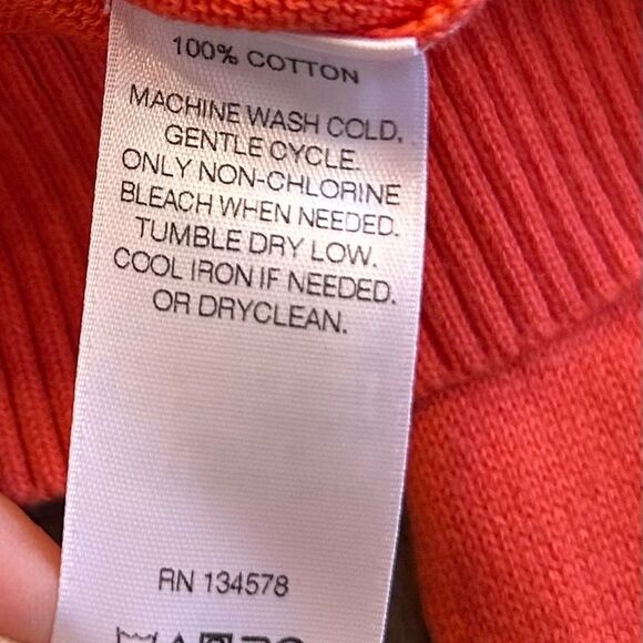 Vineyard Vines Men’s Orange Coral 100% Cotton Quarter Zip Sweater Size Large - Picture 4 of 8